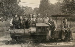 Group of Men, Miniature Railroad Locamotive House of David Postcard Postcard Postcard