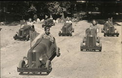 Children in Miniature Cars, Go Karts Postcard