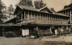 People Standing in Front of Restaurant, House of David Park Benton Harbor, MI Postcard Postcard Postcard