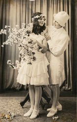 Two Young Women Indoors Who Rode on House of David Float, Blossom Parade 1929 Postcard