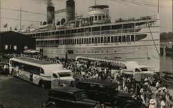 A Crowd of People in Front of a Cruise Ship Cruise Ships Postcard Postcard Postcard