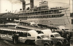 SS Theadore Roosevelt & Buses Loading Up for House of David Park Boats, Ships Postcard Postcard Postcard