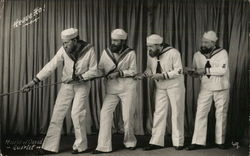 Four Men in Sailor Suits Pulling Rope - "Heave Ho!" - House of David Quartet Benton Harbor, MI Postcard Postcard Postcard