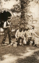 Three Men in a Yard Postcard