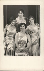 Four Young Women in Light-Colored Gowns Postcard