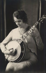 House of David Member Violet Tucker, Playing Banjo Postcard