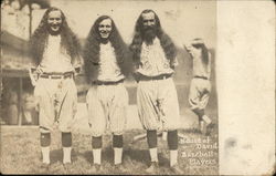 Three Baseball Players with Long Hair Benton Harbor, MI Postcard Postcard Postcard