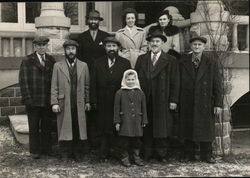 Eight Adults and One Child Standing on Stairs Benton Harbor, MI House of David Postcard Postcard Postcard