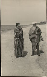 Man and Woman on Beach Wearing Blankets Benton Harbor, MI House of David Postcard Postcard Postcard