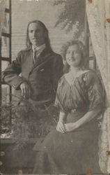 Young Couple, Man Standing & Woman Seated, House of David Members Postcard