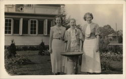 Three Women Standing in Garden Postcard