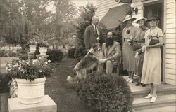 Three Women, Two Men and a Collie on a Porch Benton Harbor, MI House of David Postcard Postcard Postcard