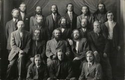 Group Photo of Men, Four Rows Benton Harbor, MI House of David Postcard Postcard Postcard