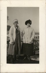 Two Women Wearing Coats Postcard