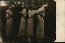 Five Women Standing in a Yard House of David Postcard Postcard Postcard