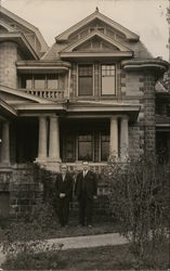 Men Posing Outside House Postcard