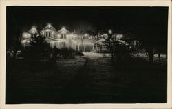 A Large House, Lit at Night Postcard