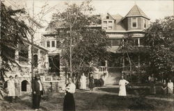 Family in Yard Postcard