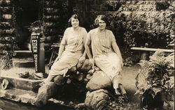 Two Women Sitting on a Rock Benton Harbor, MI House of David Postcard Postcard Postcard