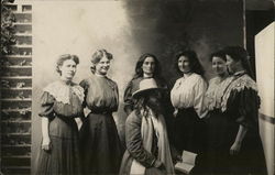 Benjamin Purnell Sitting Next to Five Standing Women Benton Harbor, MI House of David Postcard Postcard Postcard