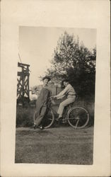 Two Boys with Bicycle House of David Postcard Postcard Postcard