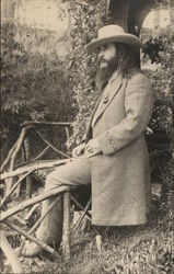 Benjamin Purnell in Suit and White Hat Near Trees Postcard