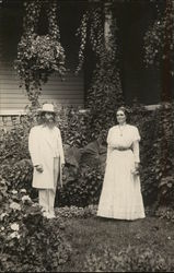 Benjamin and Mary Purnell Standing Outdoors Near Foliage Postcard