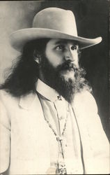 A Man in a White Suit and White Cowboy Hat Postcard