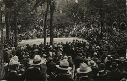 Huge Crowd Concentrated Around Center Ring Outdoors Postcard