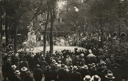 Three People Trick Riding Horses in Front of a Crowd Postcard