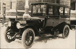 Dark, Shiny Automobile Parked in Snow Benton Harbor, MI House of David Postcard Postcard Postcard