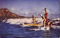 Surfing At Waikiki Postcard