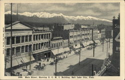 Main Street, Showing Zions Cooperative Mercantile Institution Postcard