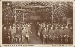 "A Typical Y.M.C.A. Social Night Crowd," Camp Lewis Tacoma, WA Postcard Postcard Postcard