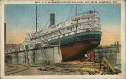 S.S. Alabama in Floating Dry Docks, Ship Yards Manitowoc, WI Postcard Postcard Postcard