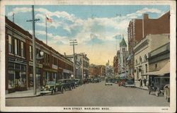 Main Street Marlboro, MA Postcard Postcard Postcard