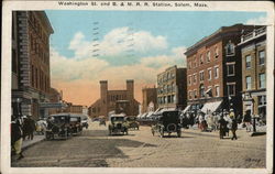 Washington St. and B. & M. R. R. Station Salem, MA Postcard Postcard Postcard