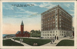 C. & N.W. Depot and Elks' Club Milwaukee, WI Postcard Postcard Postcard