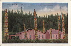 15342. Totem Poles and Residences of Haida Indians Postcard