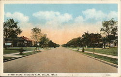 Street Scene, Highland Park Dallas, TX Postcard Postcard Postcard