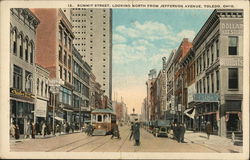 Summit Street, Looking North from Jefferson Ave. Toledo, OH Postcard Postcard Postcard