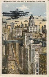 Future New York, "The City of Skyscrapers." Postcard Postcard Postcard