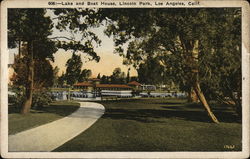 Lake and Boat House, Lincoln Park Los Angeles, CA Postcard Postcard Postcard