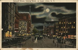 Genesee Street, looking South, at Night Postcard