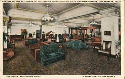 Portion of one of Lobbies of the Famous Hotel Rosslyn Fifth and Main Streets Los Angeles, CA Postcard Postcard Postcard