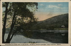 Greenwater Pond and Club House, Jacob's Ladder Roadway West Becket, MA Postcard Postcard Postcard