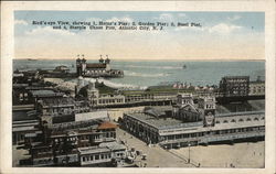 Birds Eye View showing Piers Postcard