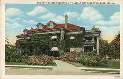 Mrs. M.V. Beiger Residence, 317 Lincoln Way East Mishawaka, IN Postcard Postcard Postcard