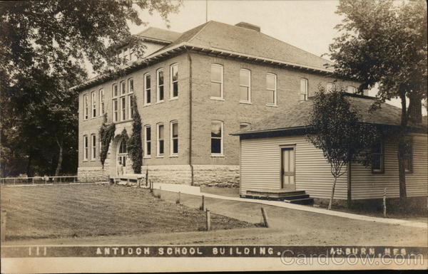 Antioch School Building Auburn, NE Postcard