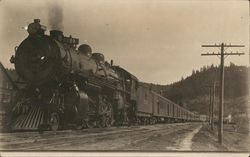 Steam Engine and Train Postcard